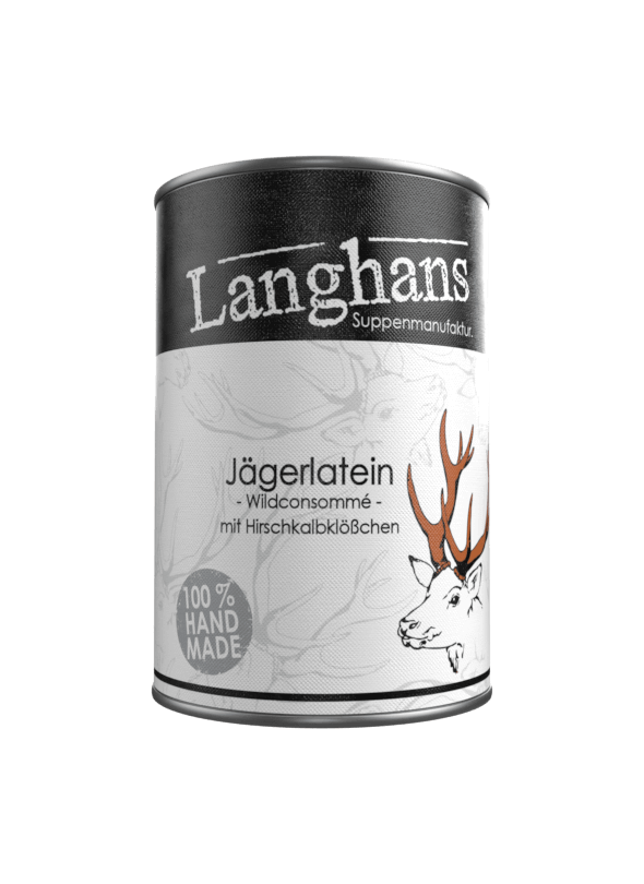 JÄGERLATEIN . Wildconsommé mit Hirschkalbklößchen