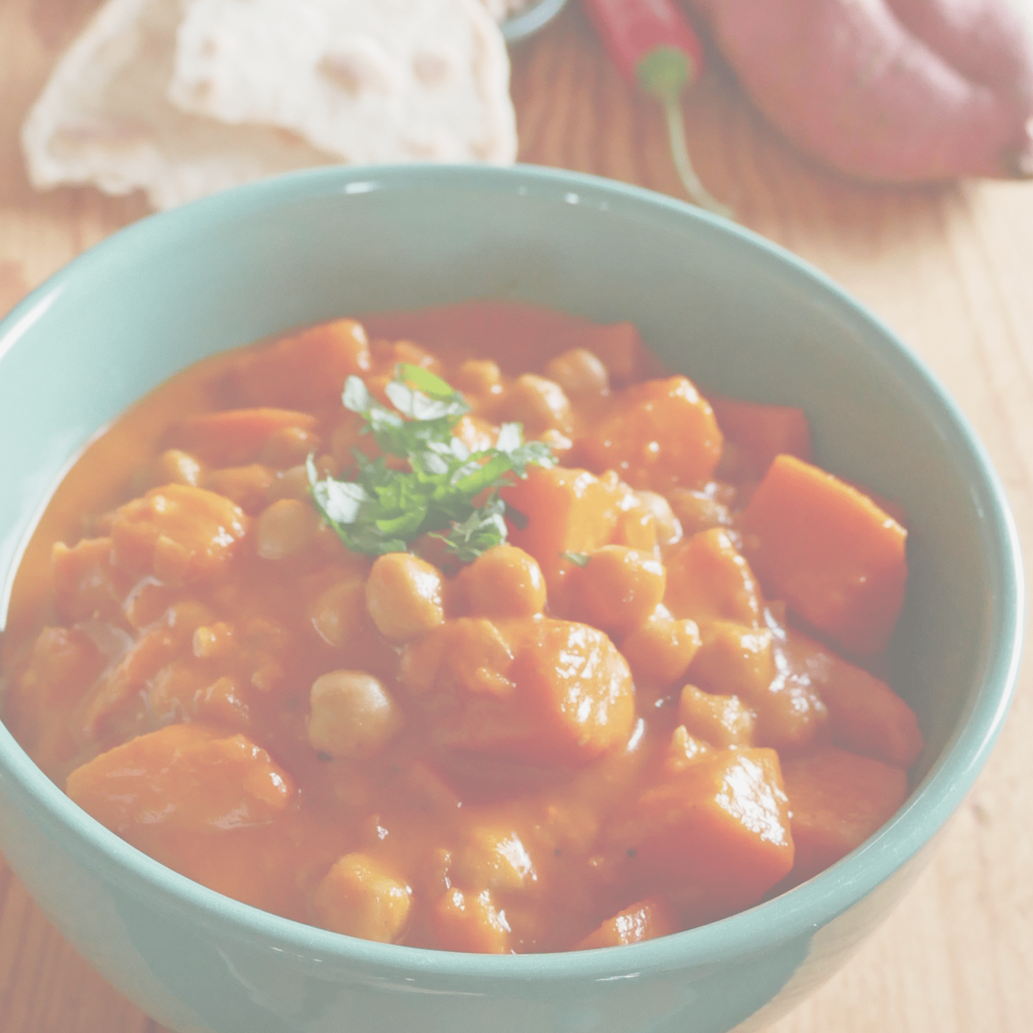 GÖTTER-SPEISE . Indisches Süßkartoffelcurry mit Kichererbsen