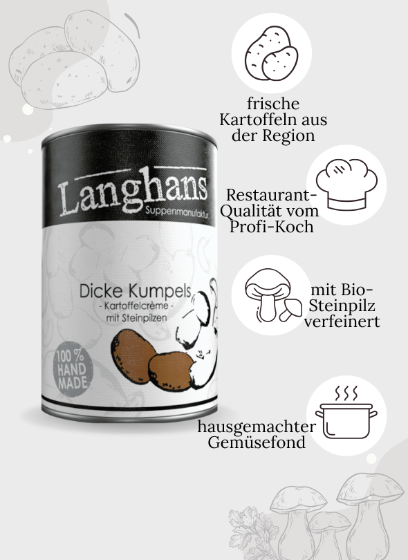 DICKE KUMPELS . Kartoffelcreme mit Steinpilzen